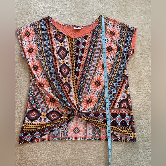 Bobbie Brooks - Multicolor - Knotted Front - Lace Back Top - Size: XL - Picture 3 of 7